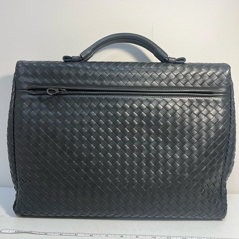 Bottega Veneta Briefcase Intrecciato Envelope Dark Gray leather business bag